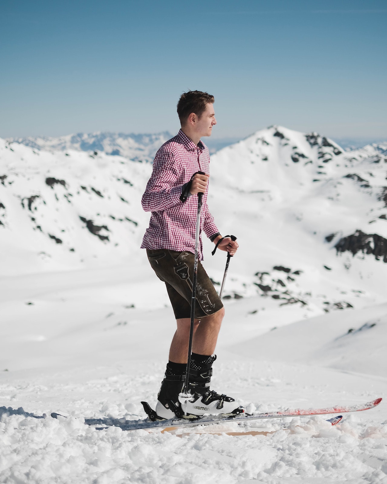 Lederhose beim Skifahren